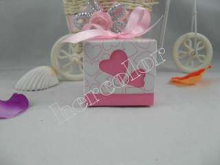 100pcs Romantic Heart Ribbon couple Wedding Favor Candy Boxes Gift Box 