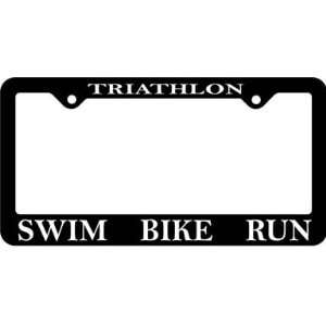  BaySix Swim Bike Run License Plate Frame: Sports 