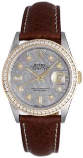 Rolex Datejust Mens 2 Tone Watch 16233 Custom Meteorite Diamond Dial 
