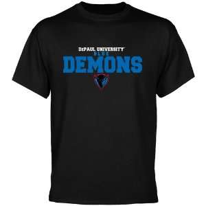  DePaul Blue Demons Black University Name T shirt Sports 