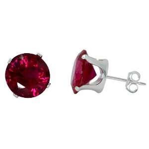 ct Sterling Silver Ruby Red Colored Round CZ Stud Earrings  July 