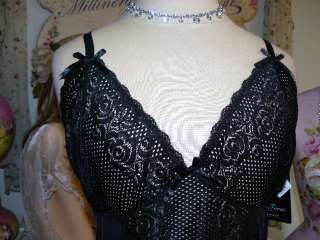 DELTA BURKE *Body Form* BLACK LACE Chemise NIGHTGOWN 3X  