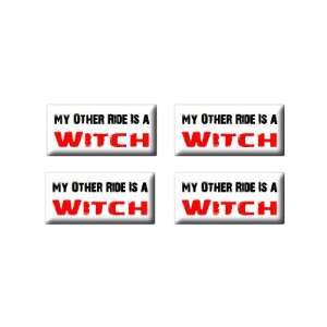   Ride Vehicle Car Is A Witch   3D Domed Set of 4 Stickers: Automotive