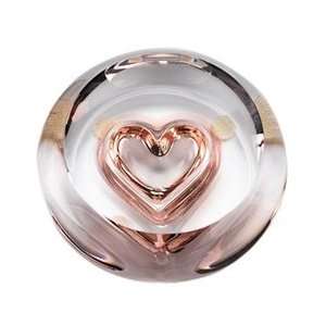  Moser Crystal Clear and Rosalin Heart Paperweight