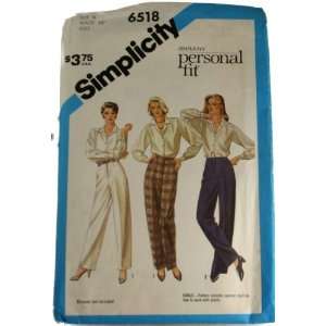 Simplicity 6518 Sewing Pattern Personal Fit Misses Proportioned Pants 