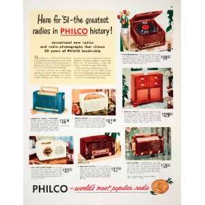  1950 Ad Philco Radio Phonograph Philadelphia Magnecor 