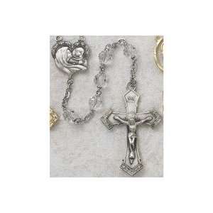  STERLING SILVER 7MM BEAD CRYSTAL ROSARY 