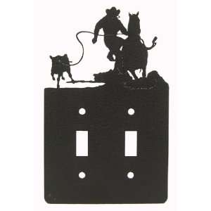  Calf Roper Double Light Switch Plate Cover