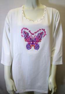 Quacker Factory 3/4 Sleeve Floral Chic T Shirt  