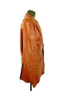 vintage 70s mens rust LEISURE leather jacket blazer coat RETRO sz XL 