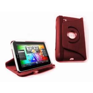  Navitech 360 Degree Rotating Red Bycast Leather Case For 