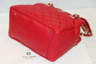 Kate Spade Gold Coast ELIZABETH Quilted Red Leather Satchel Bag #KS 01 