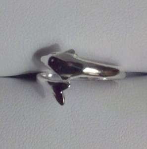 Solid Sterling Silver Dolphin Adjustable Ring  