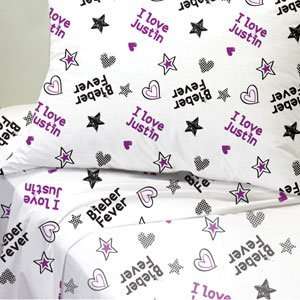  Twin I Love Justin Bieber Fever Purple Black Sheet Set 