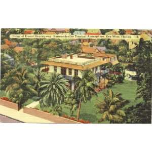 1940s Vintage Postcard   Home of Ernest Hemingway   Key West Florida