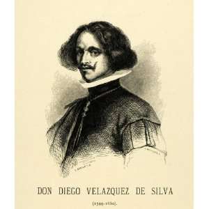   Painter Portrait Don Diego Velazquez de Silva   Original Engraving