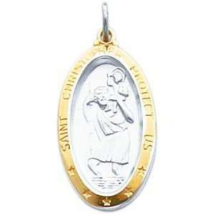  Sterling Silver & Vermeil Saint Christopher Medal: Jewelry