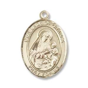    14kt Gold Our Lady of Grapes Medal St. Mary Mother of God Jewelry