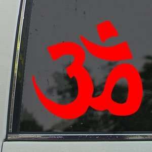 : OM SYMBOL HINDU Red Decal Car Truck Bumper Window Red Sticker: Arts 