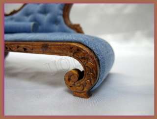   12 Scale Chaise With Blue Seat For Doll House       