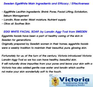 Swedish sweden Eggwhite Facial Victoria soap Skin Care  