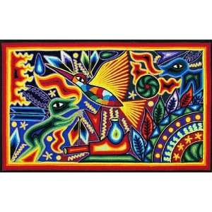  10 by 16 Inch Huichol Yarn Art Painting