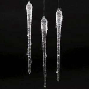  GLASS ICICLE ORNAMENTS 6PC.: Home & Kitchen