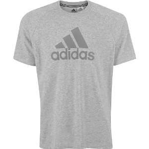  adidas AESS Logo Short Sleeve Tee Mens   Medium Grey XX 
