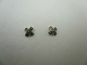 Sterling Silver & Marcasite Tiny Stud Post Earrings  