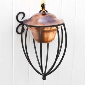 Classic Copper Patio Torch with Medieval Wall Bracket   Antique Copper