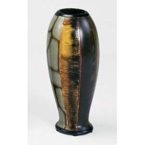Vase   Inlays   14   Black finish with antique gold and bronze inlays 
