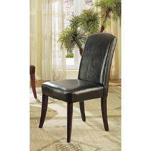  Black Leather Match Parson Chair Pair: Furniture & Decor