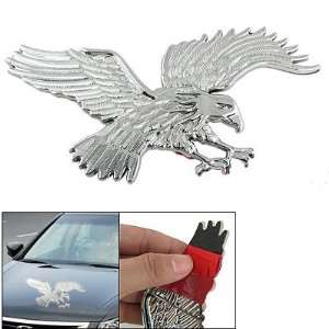   Car Silver Tone Plastic Eagle Design Adhesive Sticker: Automotive