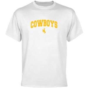    Wyoming Cowboys White Mascot Arch T shirt: Sports & Outdoors