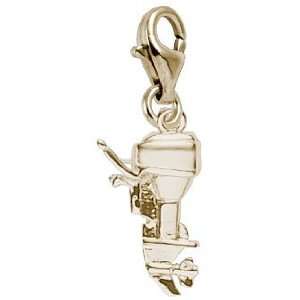 Rembrandt Charms Outboard Motor Charm with Lobster Clasp, Gold Plated 