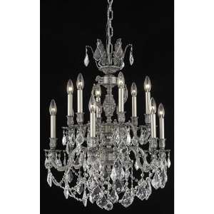 Elegant Lighting 9512D24PW/RC Marseille 12 Light Chandeliers in Pewter