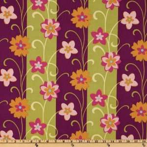  44 Wide City Blooms Blooms & Stripes Magenta Fabric By 