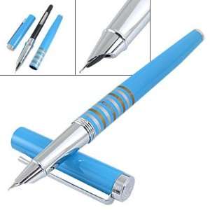  0.4mm Iridium Tipped Nib Metal Fountain Pen Blue W Clip 