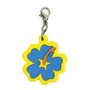  Soft Rubber Hibiscus Charms   Yellow/Blue Cell Phones 