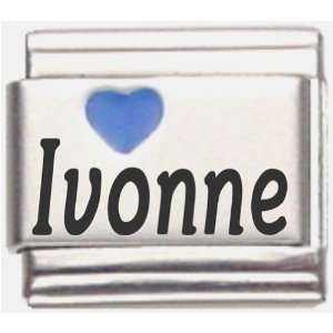  Ivonne Dark Blue Heart Laser Name Italian Charm Link 