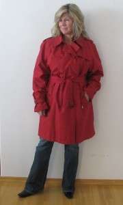 LONDON FOG RED RASPBERRY SEXY SHORT MILITARY BUCKLE BELT TRENCH COAT 