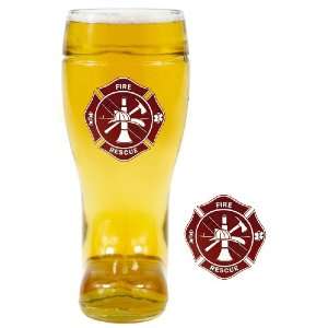  1 Liter Fire Rescue Maltese Cross Glass Beer Boot: Kitchen 