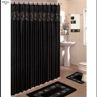  Red Black Asian Designed Bathroom Polyester Shower Curtain 