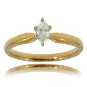  Marquise Diamond Engagement Ring 14K Gold Solitaire New 
