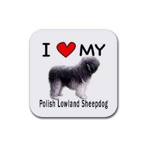  I Love My Polish Lowland Sheepdog Square Coasters (Set of 