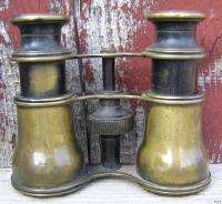 Small Antique Working Brass Binoculars Signed Lemaire Fab. Paris WWI 