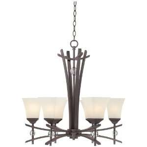  Bronze with White Glass 25 Wide Chandelier