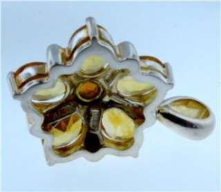 ANN KING LAGOS CAVIAR 18K GOLD AND STERLING SILVER CITRINE FLORAL 