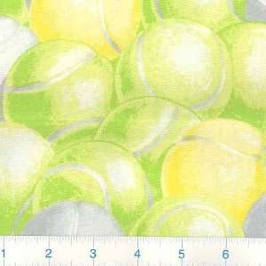  45 Wide Match Point Tennis Balls Lime Fabric By The Yard 