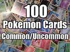 100* Pokemon Cards Common and Uncommon Bulk w/ Random Rare or Holo 